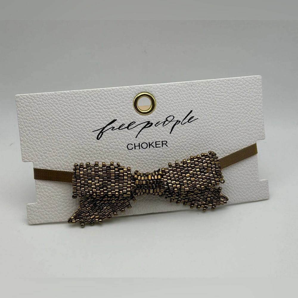 Free People Backstage Pass Choker Bow choker golden brown